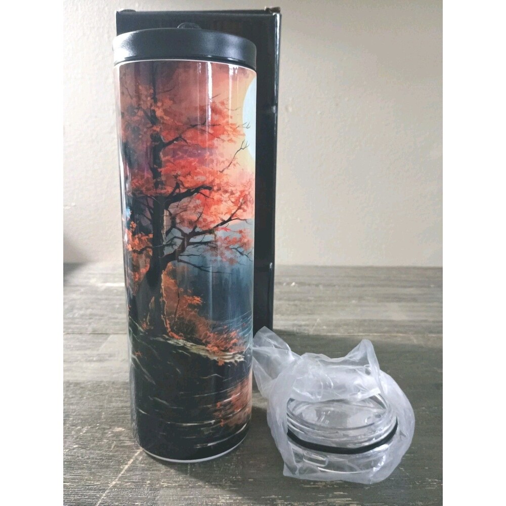 Fall Autumn Trees Turning Leaves Scene 20oz Skinny Tumbler New